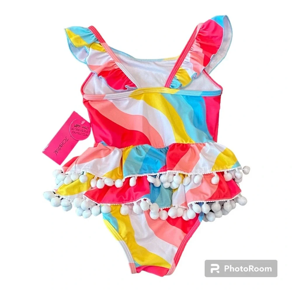 Betsey Johnson ruffle and pompoms bathing suit